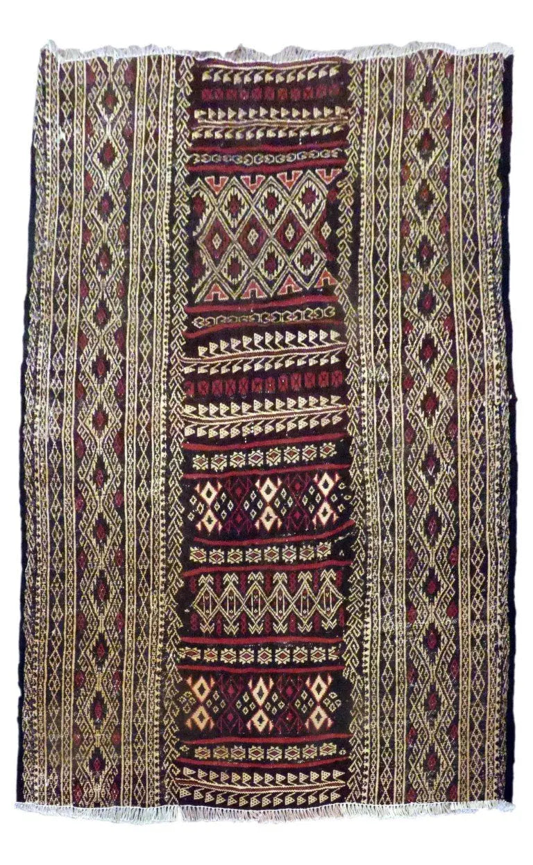 One Of The Kind Authentic Iranian Hand-Knotted Kilim 4'8" X 3'7"